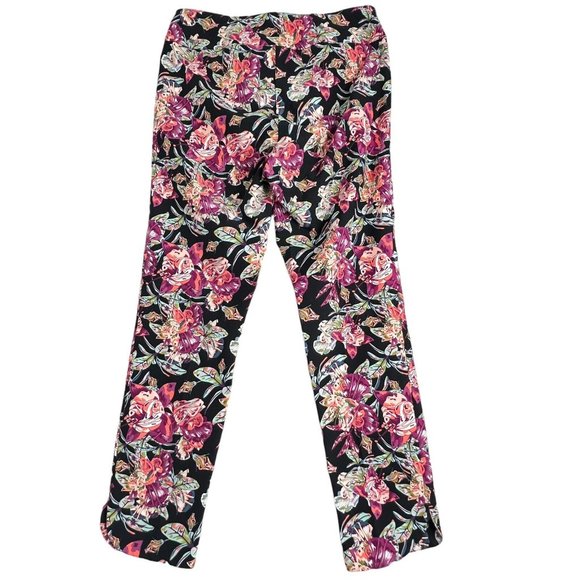 Soft Surroundings Pull On Pants Medium Women Pink Floral Cotton Stretch Colorful - Picture 2 of 8